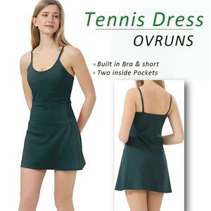 OVRUNS Womens Tennis Dress with Built-in Bra & Shorts  🎾 ⛳🚴 NEW!!